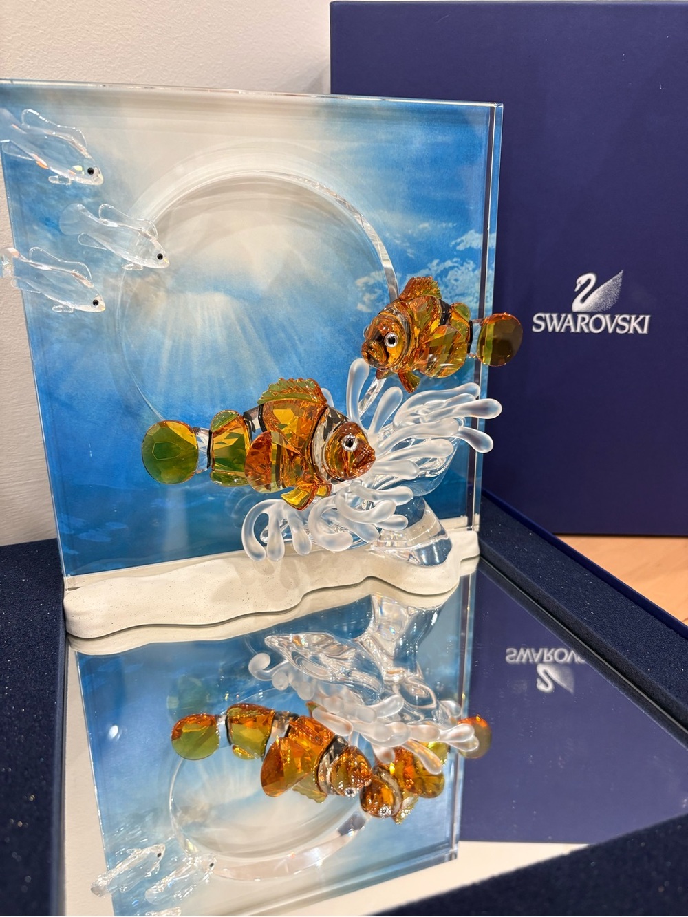 Swarovski Orange and Green Crystal Clownfish Pair Figurine
